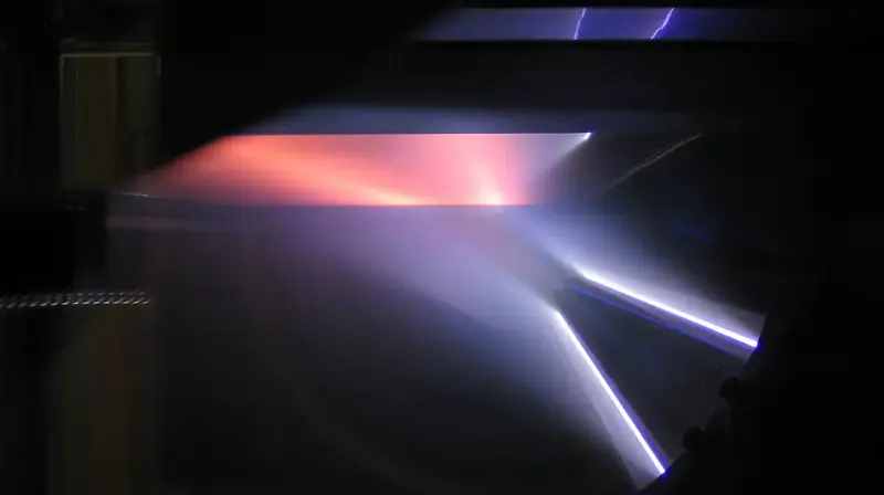 Illustration of a physical etching process in a vacuum.