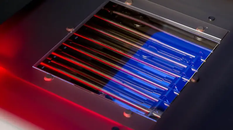 Perspective view of the heating element of a VON ARDENNE heating control system for heating substrates for the coating process in vacuum.