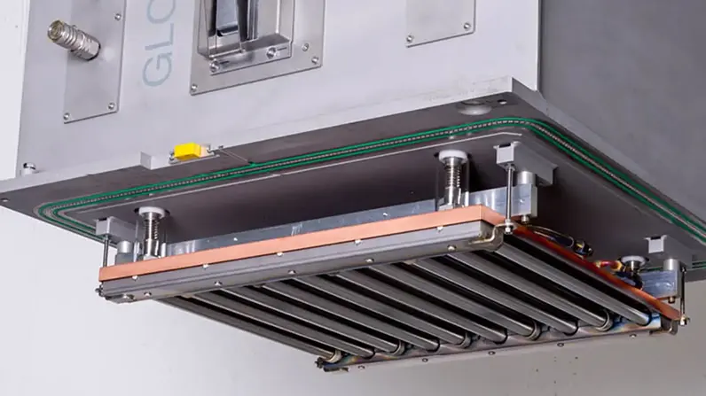 Perspective view of the heating element of a VON ARDENNE heating control system for heating substrates for the coating process in vacuum.